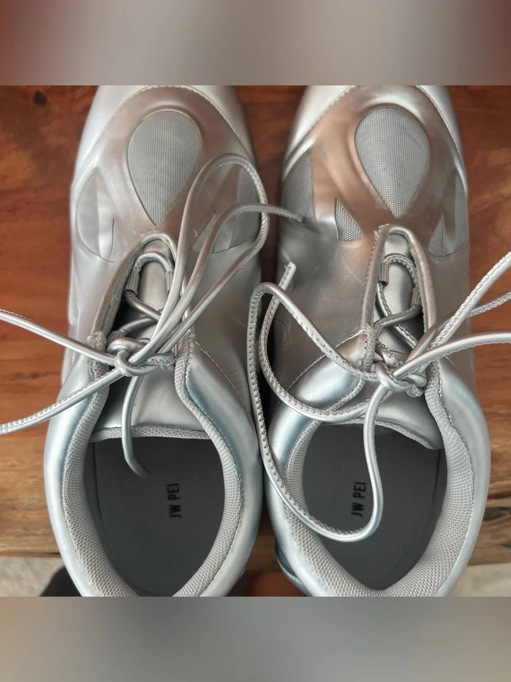 JW PEI Flavia Metallic Silver Ballerina Sneakers Size 9 EU 40 Low Profile